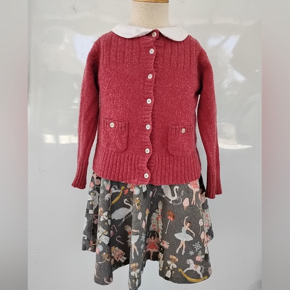 Nutcracker Twirl Circl Skirt Outfit Olive Juice Wool Cardigan Sweater 5T Girl
